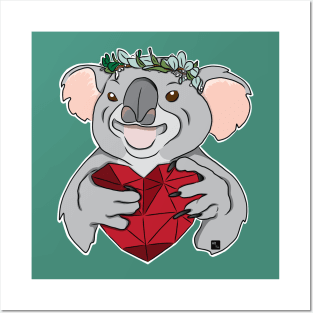 Koala with Eucalyptus Crown Posters and Art